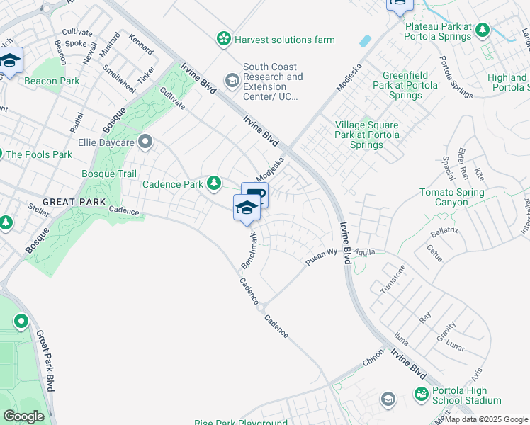 map of restaurants, bars, coffee shops, grocery stores, and more near 175 Frame in Irvine