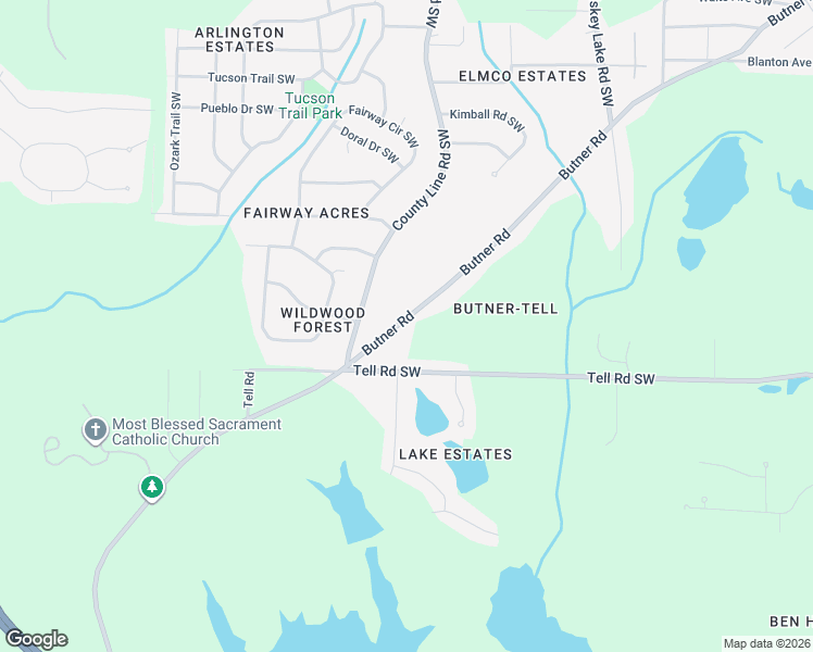 map of restaurants, bars, coffee shops, grocery stores, and more near 2644 Butner Road in Atlanta
