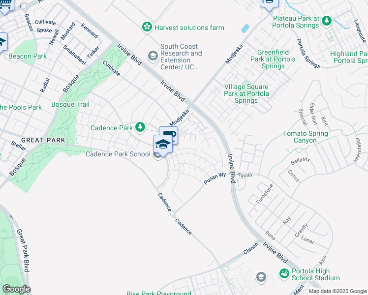 map of restaurants, bars, coffee shops, grocery stores, and more near in Irvine