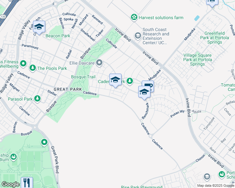 map of restaurants, bars, coffee shops, grocery stores, and more near 158 Scale in Irvine