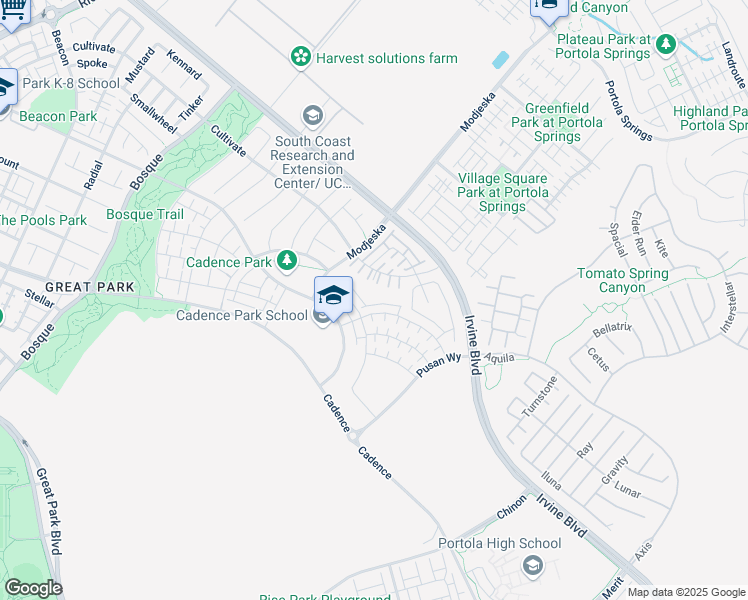 map of restaurants, bars, coffee shops, grocery stores, and more near in Irvine