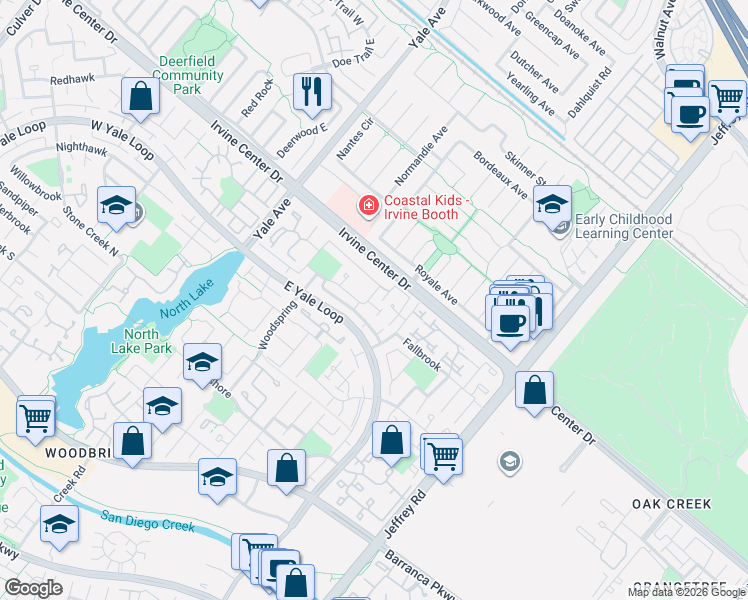 map of restaurants, bars, coffee shops, grocery stores, and more near 9 Eastmont in Irvine
