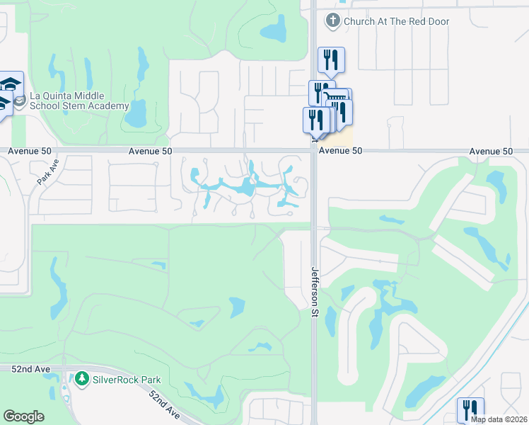 map of restaurants, bars, coffee shops, grocery stores, and more near 50305 Vía Amante in La Quinta