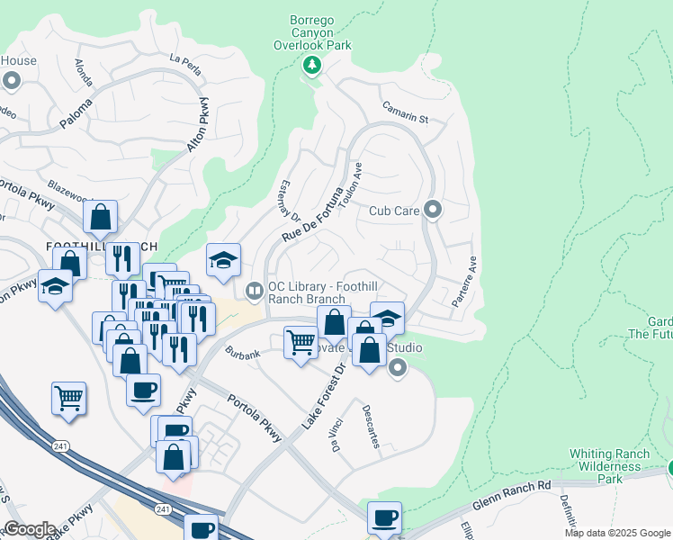 map of restaurants, bars, coffee shops, grocery stores, and more near 8 Havre Court in Lake Forest