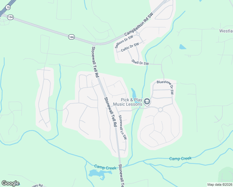 map of restaurants, bars, coffee shops, grocery stores, and more near 6431 Stonelake Place Southwest in Atlanta