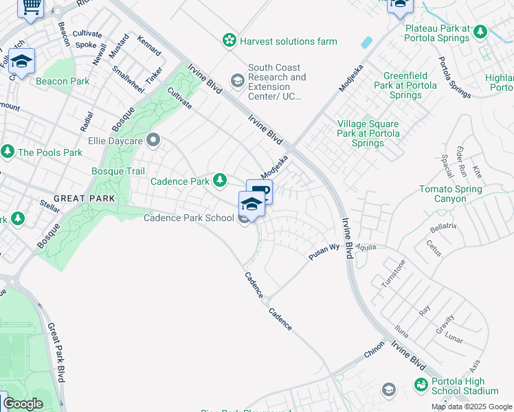 map of restaurants, bars, coffee shops, grocery stores, and more near 120 Frame in Irvine