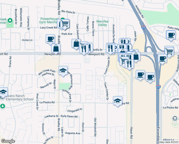 map of restaurants, bars, coffee shops, grocery stores, and more near 27311 Boyd Drive in Menifee