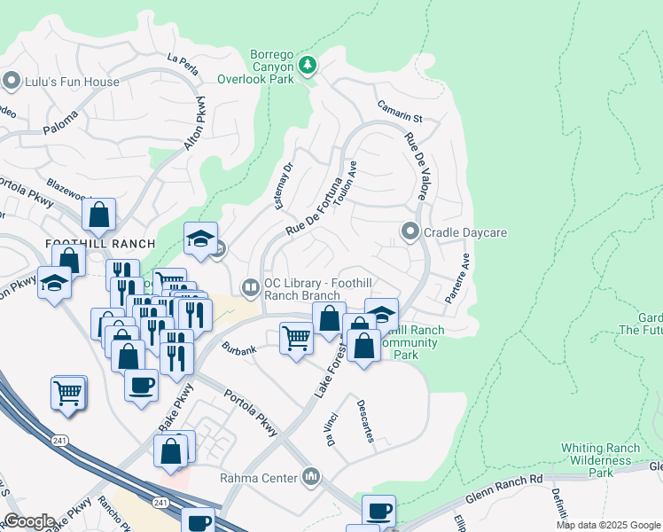 map of restaurants, bars, coffee shops, grocery stores, and more near 8 Havre Court in Lake Forest