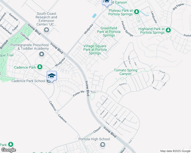 map of restaurants, bars, coffee shops, grocery stores, and more near 125 Swift in Irvine