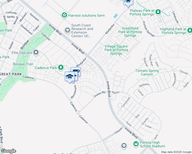 map of restaurants, bars, coffee shops, grocery stores, and more near 221 Stage in Irvine