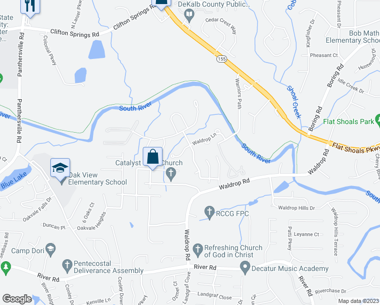 map of restaurants, bars, coffee shops, grocery stores, and more near 3151 Kingswood Glen in Decatur
