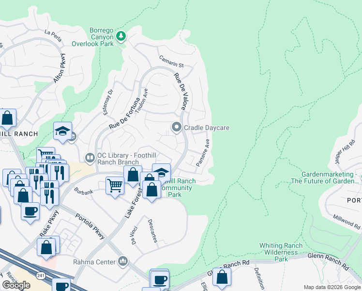 map of restaurants, bars, coffee shops, grocery stores, and more near 367 Chaumont Circle in Lake Forest