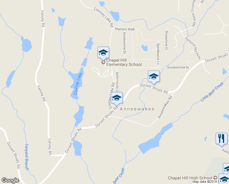 map of restaurants, bars, coffee shops, grocery stores, and more near 4546 Bellemeade Drive in Douglasville