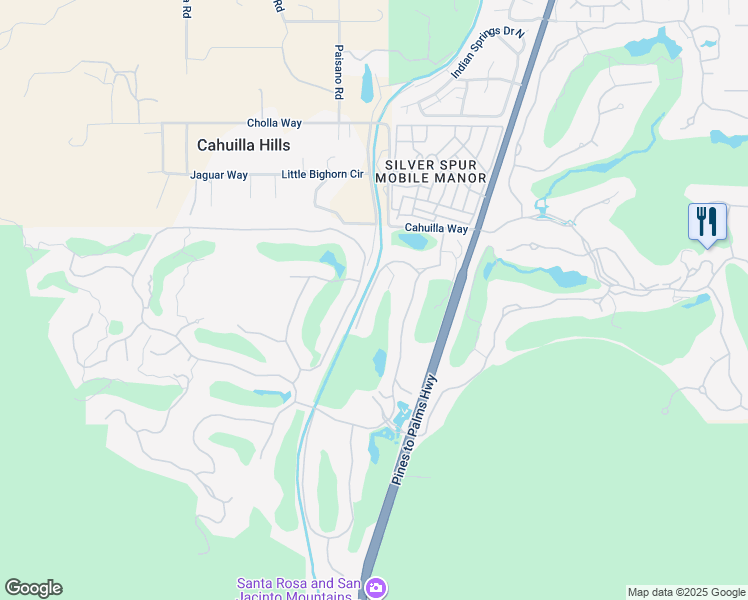 map of restaurants, bars, coffee shops, grocery stores, and more near 142 Chalaka Place in Palm Desert