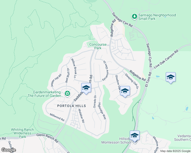 map of restaurants, bars, coffee shops, grocery stores, and more near 19252 Echo Pass Road in Trabuco Canyon