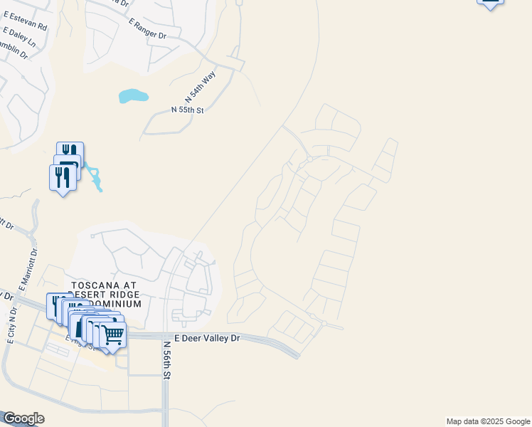 map of restaurants, bars, coffee shops, grocery stores, and more near 21428 56th Street in Phoenix