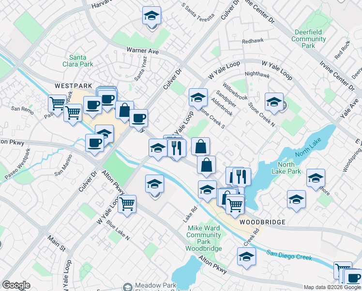 map of restaurants, bars, coffee shops, grocery stores, and more near 13 Sage in Irvine