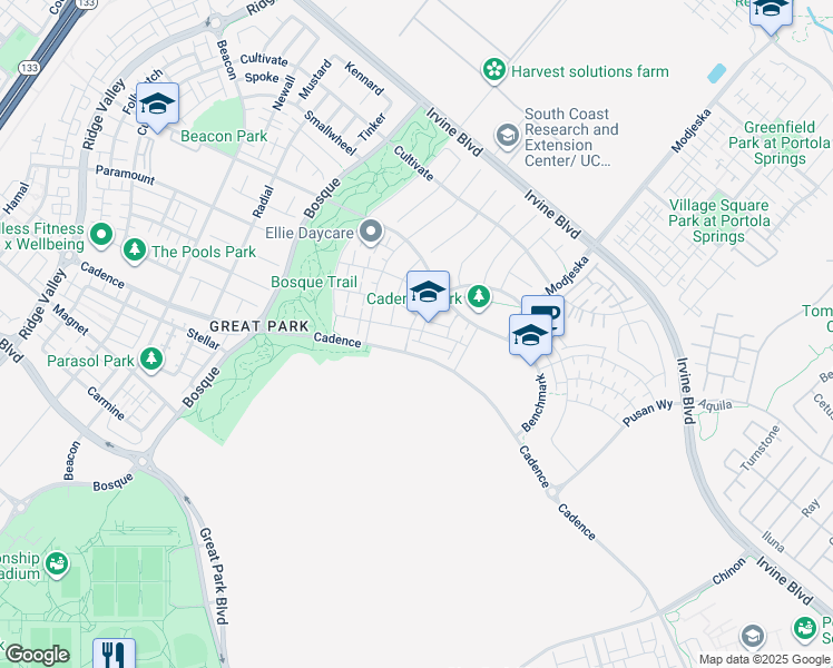 map of restaurants, bars, coffee shops, grocery stores, and more near 158 Scale in Irvine
