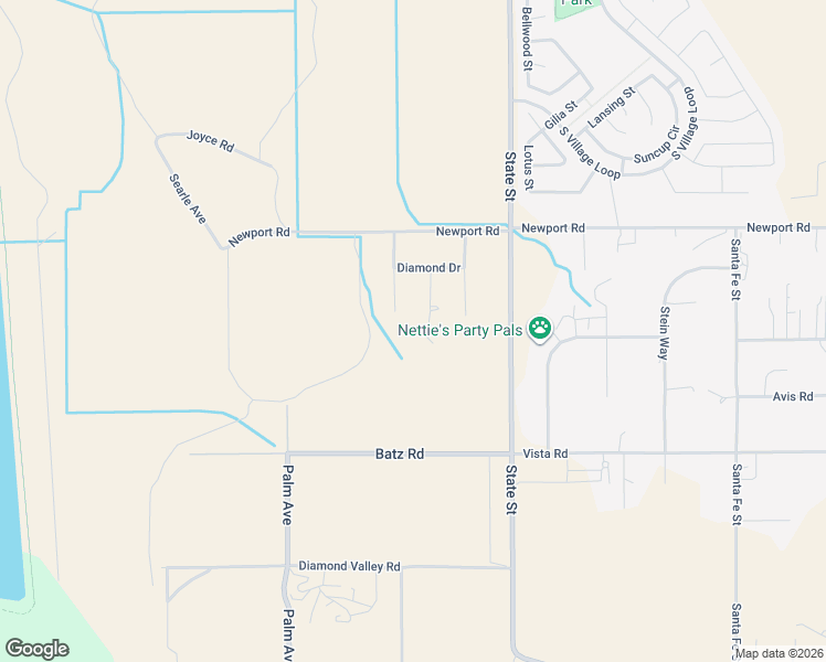 map of restaurants, bars, coffee shops, grocery stores, and more near 30225 Amber Lane in Hemet