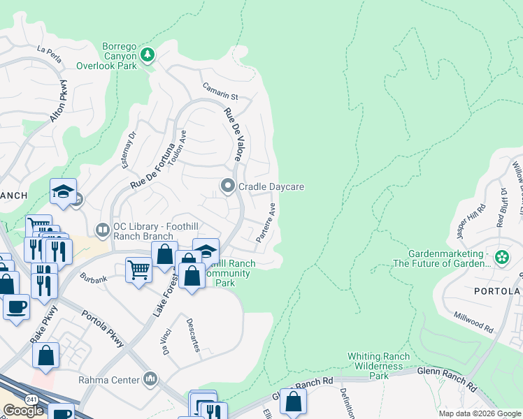 map of restaurants, bars, coffee shops, grocery stores, and more near 92 Parrell Avenue in Lake Forest