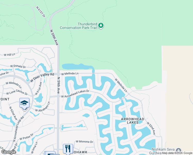 map of restaurants, bars, coffee shops, grocery stores, and more near 21680 North 56th Avenue in Glendale