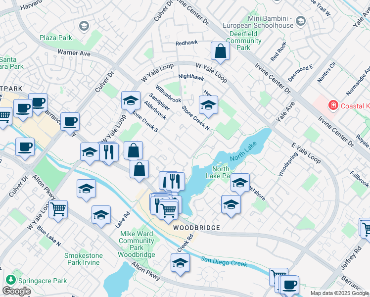 map of restaurants, bars, coffee shops, grocery stores, and more near 12 Mandarin in Irvine