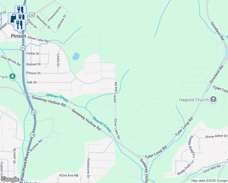 map of restaurants, bars, coffee shops, grocery stores, and more near 4569 Spearman Rd in Pinson