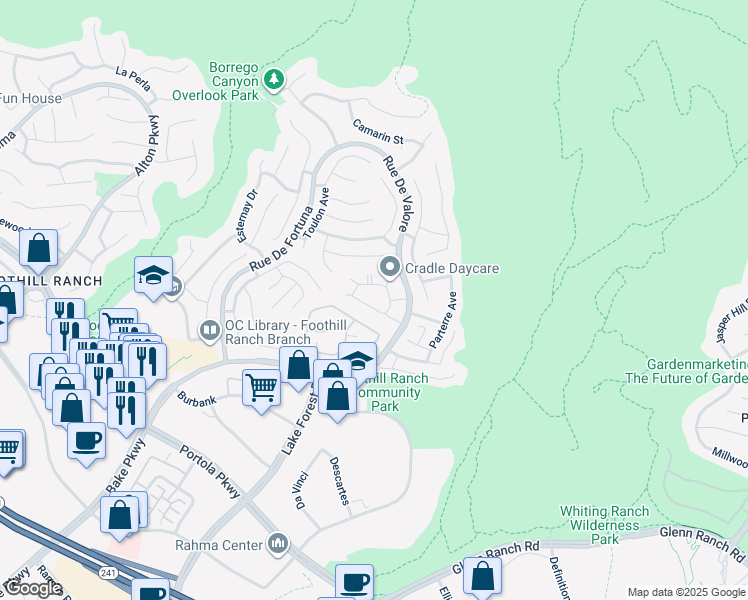 map of restaurants, bars, coffee shops, grocery stores, and more near 234 Chaumont Circle in Lake Forest