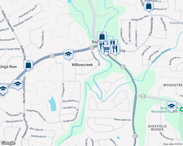 map of restaurants, bars, coffee shops, grocery stores, and more near 4535 Jackybell Trail in Decatur