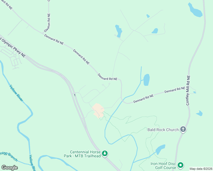 map of restaurants, bars, coffee shops, grocery stores, and more near 3121 Dennard Road Northeast in Conyers