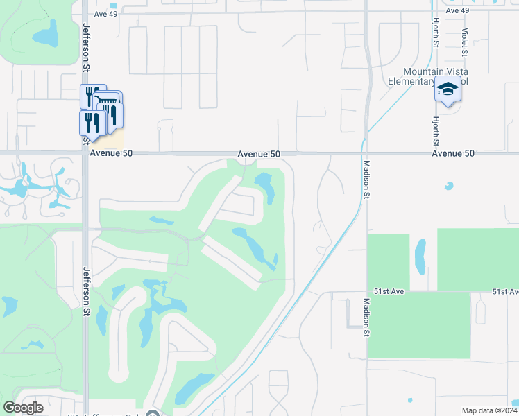 map of restaurants, bars, coffee shops, grocery stores, and more near 50520 Los Verdes Way in La Quinta