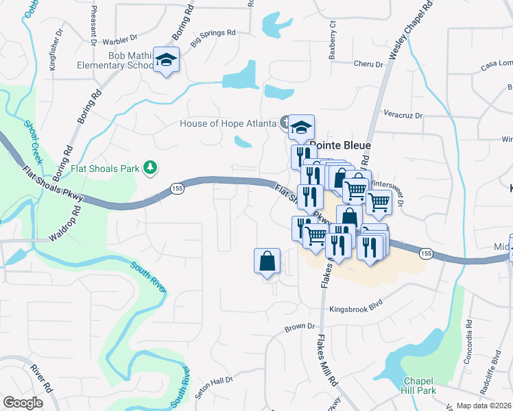 map of restaurants, bars, coffee shops, grocery stores, and more near 3787 Bishop Court in Decatur
