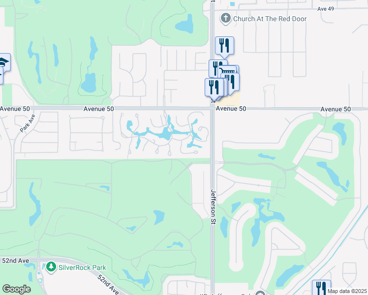 map of restaurants, bars, coffee shops, grocery stores, and more near 50280 Vía Amante in La Quinta