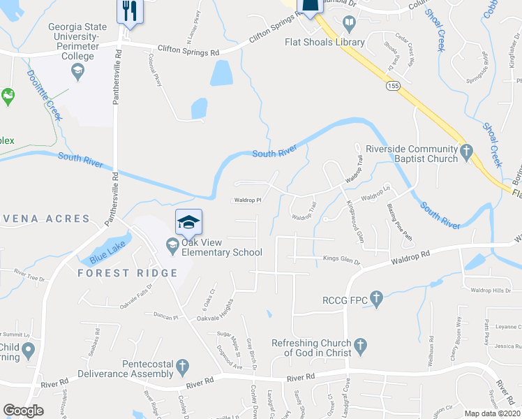 map of restaurants, bars, coffee shops, grocery stores, and more near 6204 Waldrop Place in Decatur