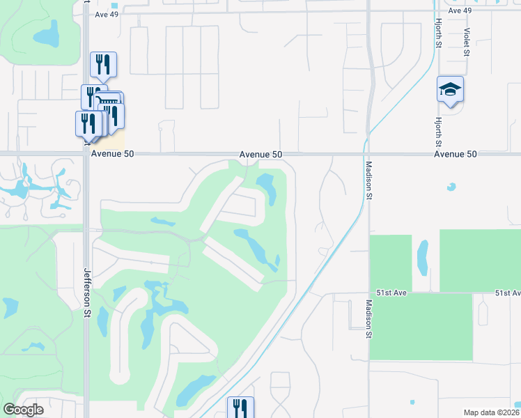 map of restaurants, bars, coffee shops, grocery stores, and more near 50520 Los Verdes Way in La Quinta