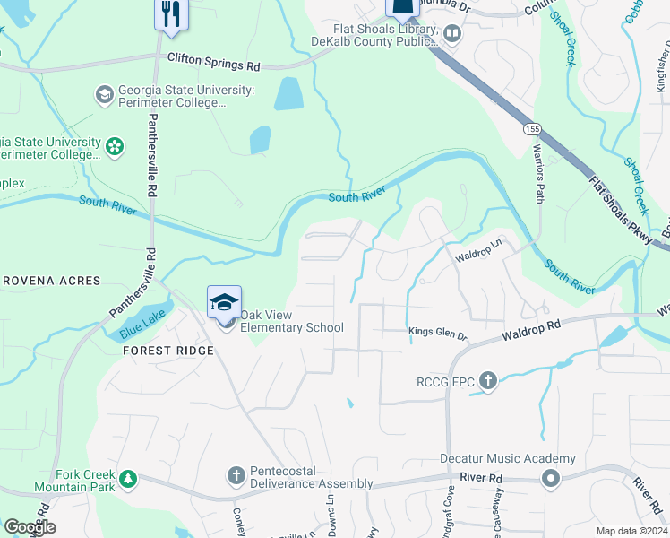 map of restaurants, bars, coffee shops, grocery stores, and more near 6103 Waldrop Place in Decatur