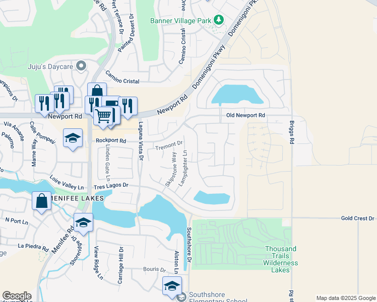 map of restaurants, bars, coffee shops, grocery stores, and more near 30170 Lamplighter Lane in Menifee