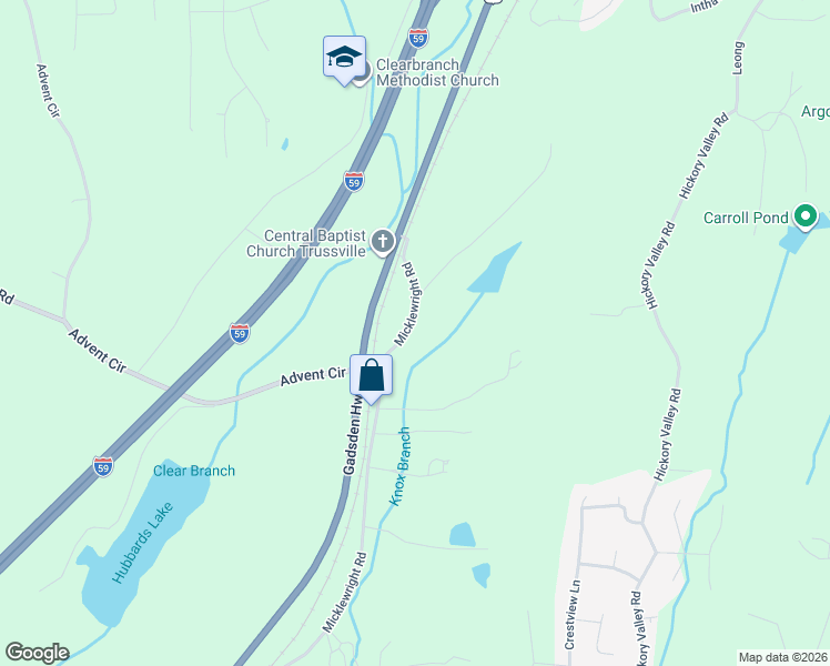 map of restaurants, bars, coffee shops, grocery stores, and more near 8281 Micklewright Road in Trussville