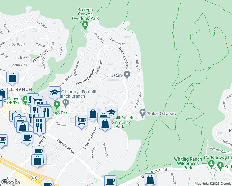 map of restaurants, bars, coffee shops, grocery stores, and more near 195 Chaumont Circle in Lake Forest