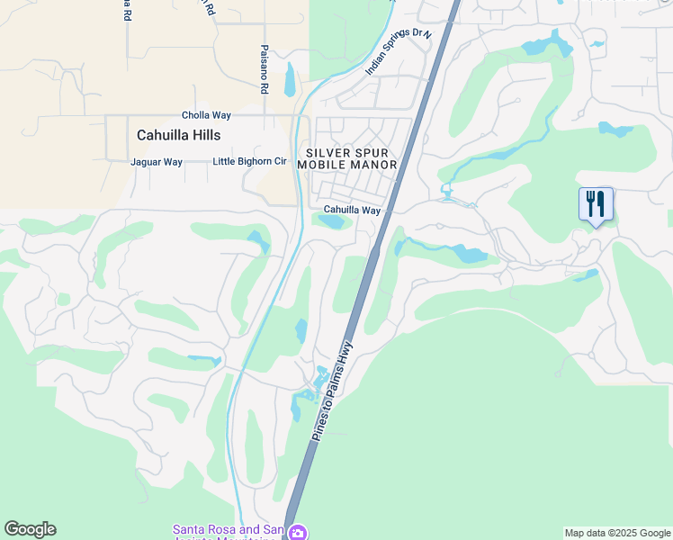 map of restaurants, bars, coffee shops, grocery stores, and more near 154 Kiva Drive in Palm Desert