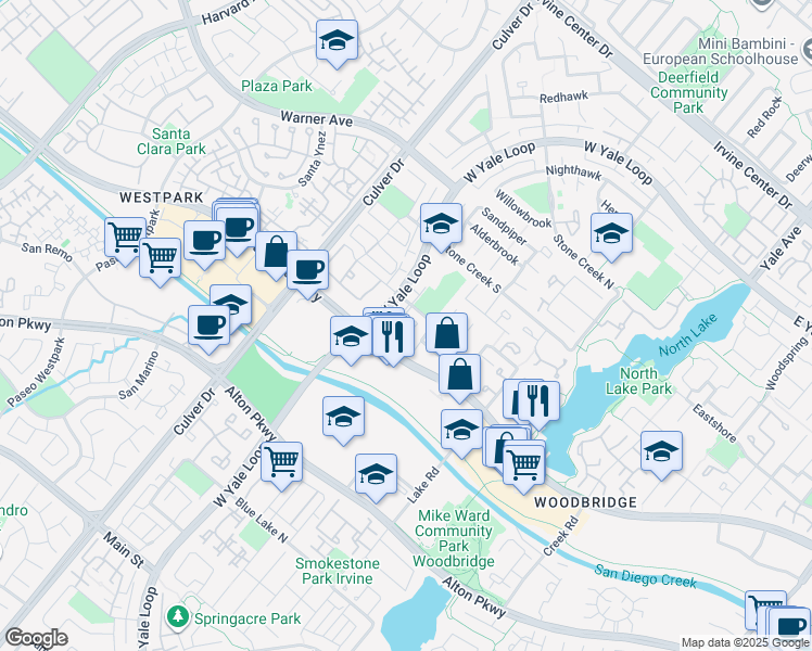 map of restaurants, bars, coffee shops, grocery stores, and more near 13 Sage in Irvine