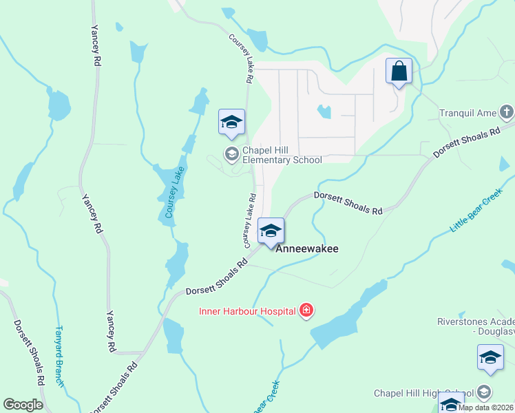 map of restaurants, bars, coffee shops, grocery stores, and more near 4536 Bellemeade Drive in Douglasville