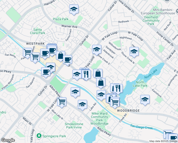 map of restaurants, bars, coffee shops, grocery stores, and more near 13 Sage in Irvine
