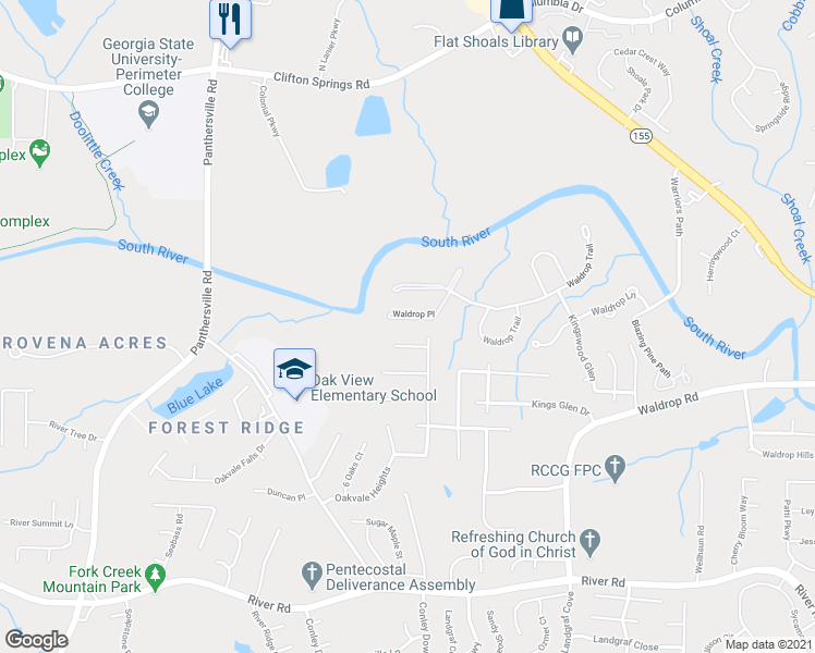 map of restaurants, bars, coffee shops, grocery stores, and more near 6303 Waldrop Place in Decatur