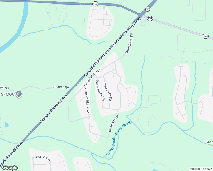 map of restaurants, bars, coffee shops, grocery stores, and more near 2628 Muskeg Court Southwest in Atlanta