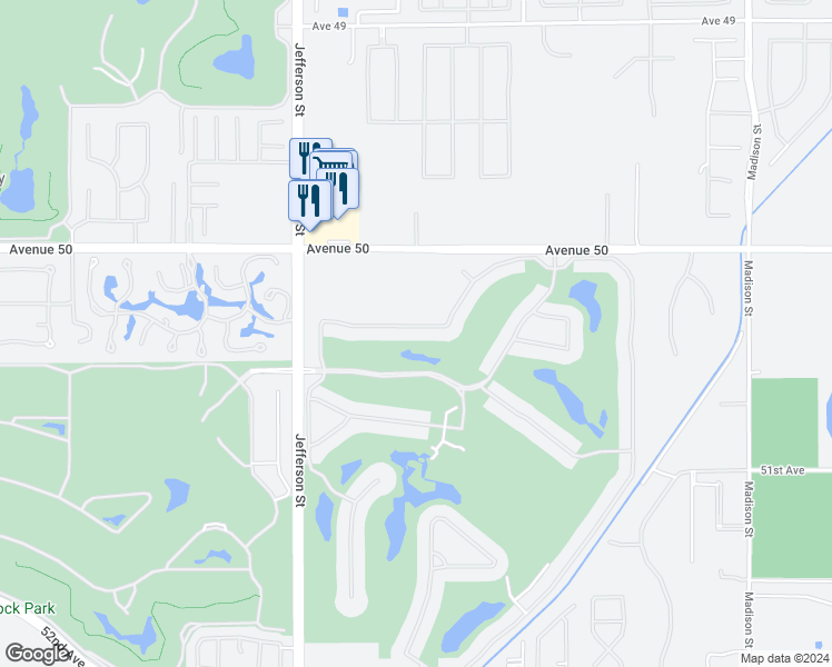 map of restaurants, bars, coffee shops, grocery stores, and more near 80205 Vía Valerosa in La Quinta