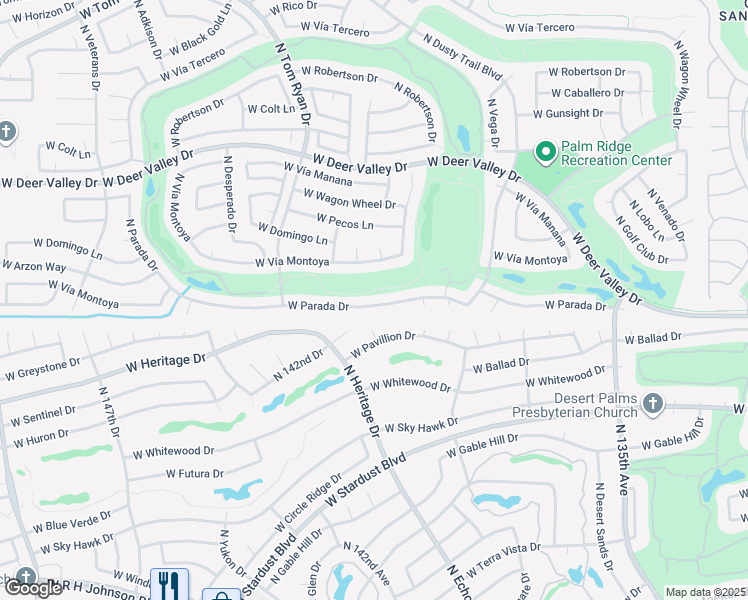 map of restaurants, bars, coffee shops, grocery stores, and more near 14114 West Parada Drive in Sun City West