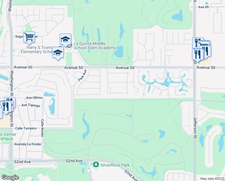 map of restaurants, bars, coffee shops, grocery stores, and more near 79360 Brookville in La Quinta