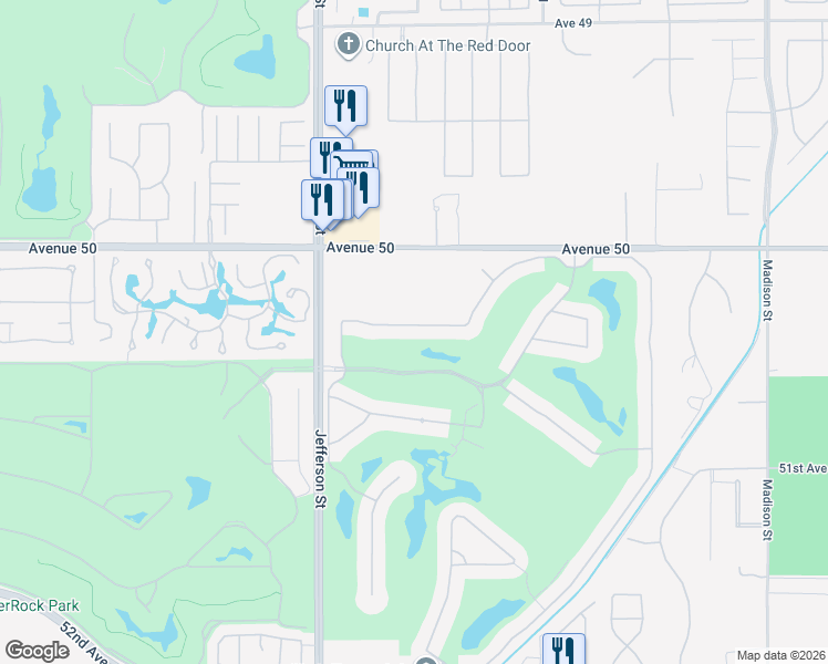 map of restaurants, bars, coffee shops, grocery stores, and more near 80175 Vía Valerosa in La Quinta