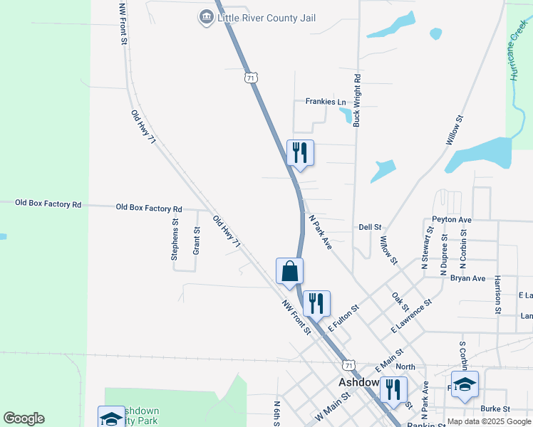 map of restaurants, bars, coffee shops, grocery stores, and more near 1409 North Constitution Avenue in Ashdown